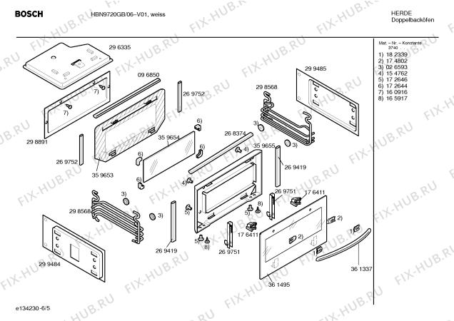 Схема №2 HBN9720GB с изображением Панель управления для плиты (духовки) Bosch 00365810