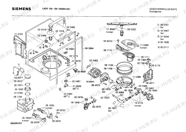 Взрыв-схема посудомоечной машины Siemens SN130085 - Схема узла 02