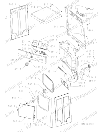 Схема №1 AWZ 3520 WP с изображением Декоративная панель для стиралки Whirlpool 480112100427