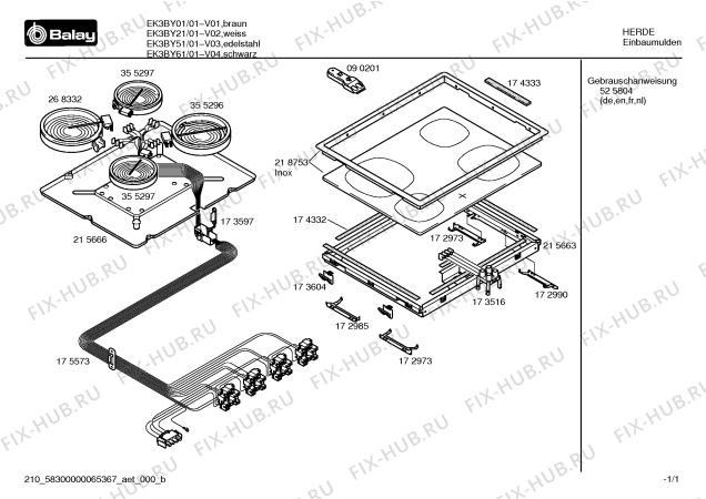 Схема №1 EK3BY21 с изображением Стеклокерамика для плиты (духовки) Bosch 00218753