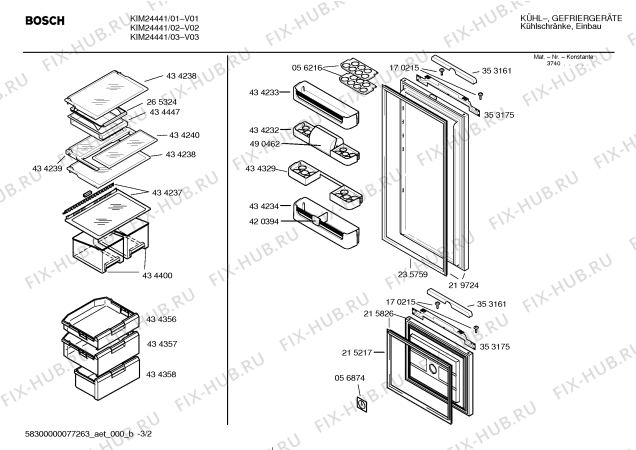 Взрыв-схема холодильника Bosch KIM24441 - Схема узла 02