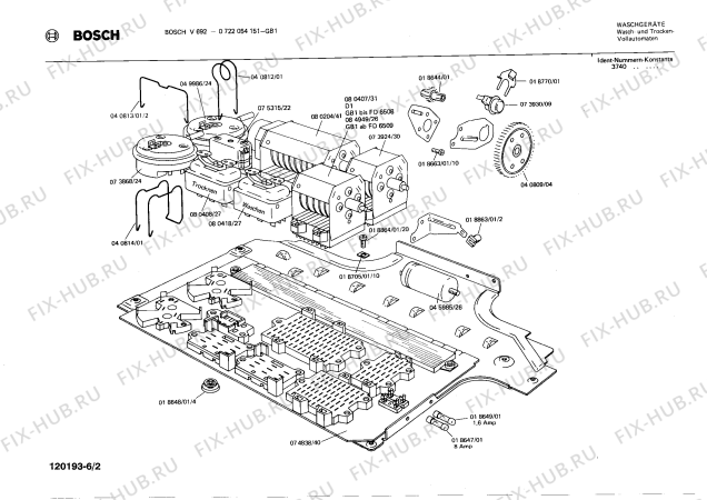 Взрыв-схема стиральной машины Bosch 0722054151 V692 - Схема узла 02