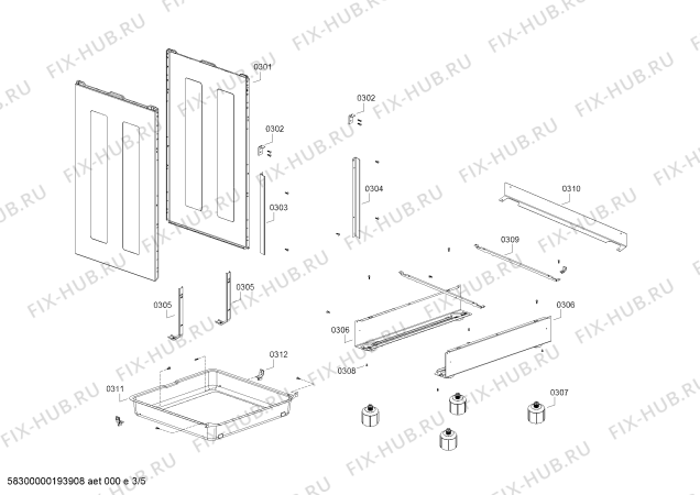 Взрыв-схема плиты (духовки) Bosch HSG75I30SC HSG75I30SC Cocina a gas Bosch Inox - Схема узла 03