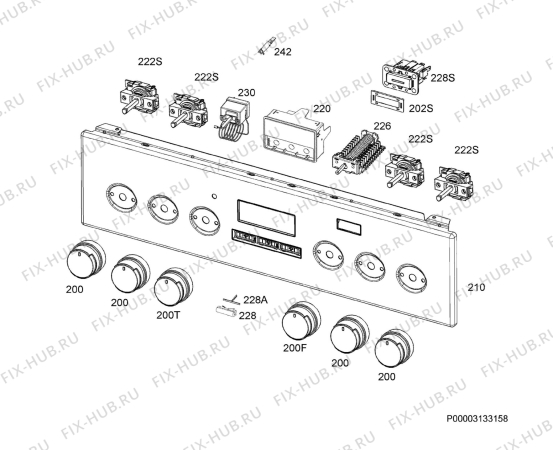 Взрыв-схема плиты (духовки) Electrolux EKI954901X - Схема узла Command panel 037