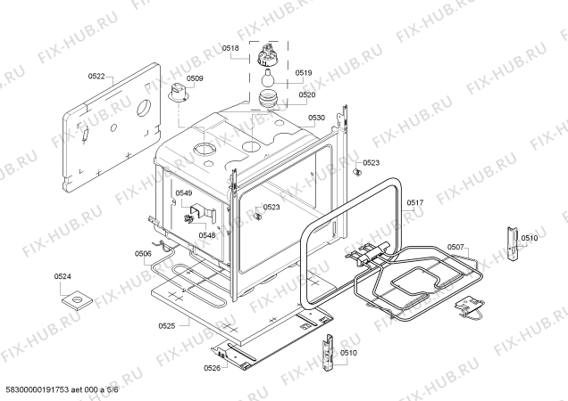 Взрыв-схема плиты (духовки) Bosch HCA764250V - Схема узла 05