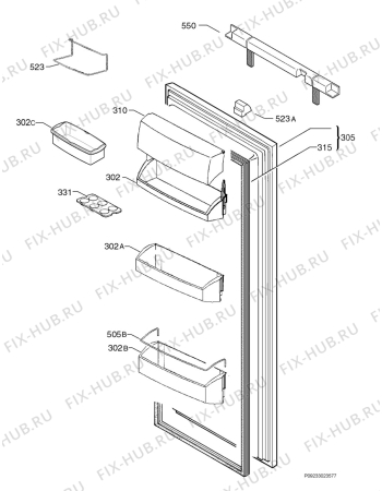 Взрыв-схема холодильника Aeg Electrolux SK81243-6I - Схема узла Door 003