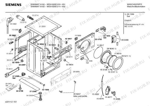Взрыв-схема стиральной машины Siemens WE61020EU SIWAMAT 6102 - Схема узла 02