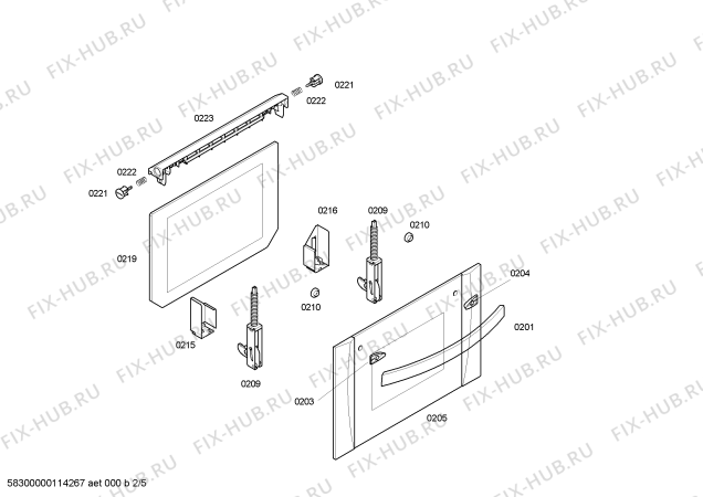 Схема №2 3HF508B с изображением Внешняя дверь для электропечи Bosch 00472596