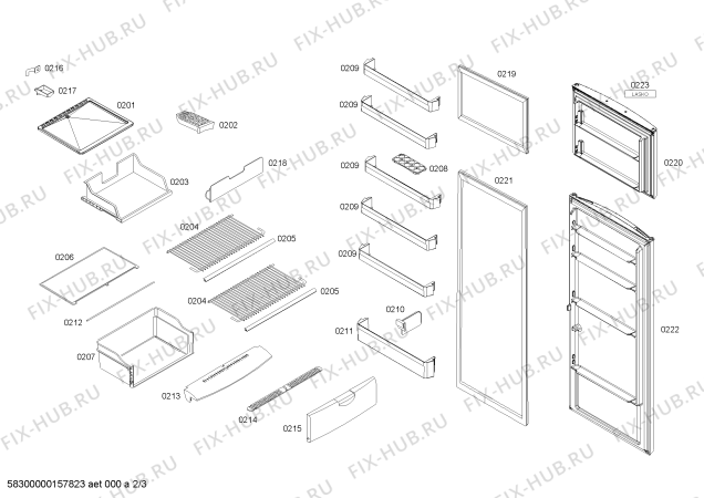 Взрыв-схема холодильника Lasko RB41E7R40H REF STEEL LASKO CA39E1 110V/60Hz R134 - Схема узла 02