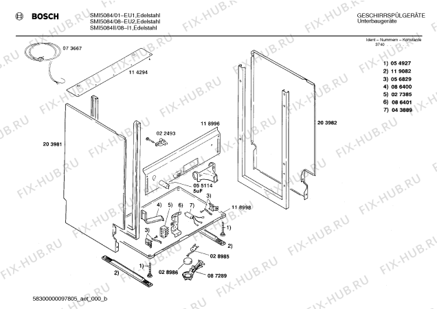 Схема №2 SMI5084DK с изображением Панель для посудомоечной машины Bosch 00282847