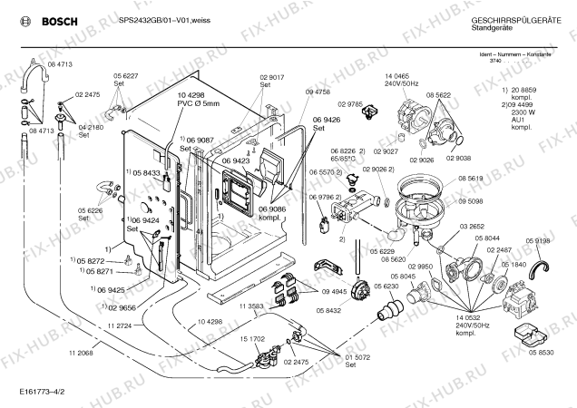 Взрыв-схема посудомоечной машины Bosch SPS2432GB - Схема узла 02