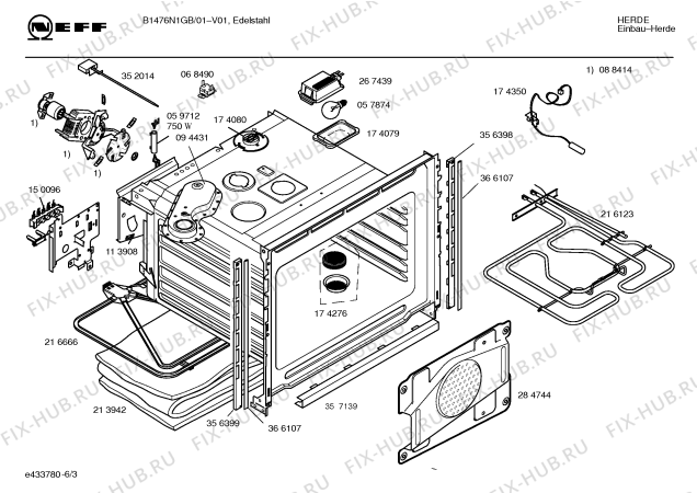 Схема №1 B1476N1GB с изображением Инструкция по эксплуатации для духового шкафа Bosch 00582916