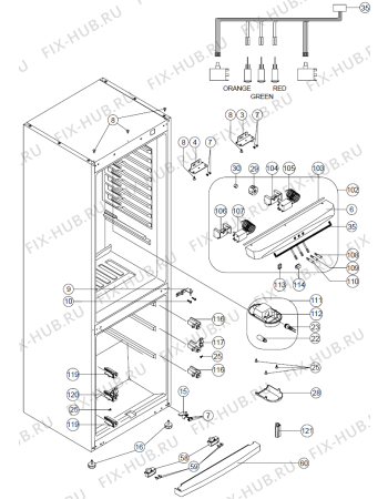 Взрыв-схема холодильника Upo RF111 (377462, HZS35664) - Схема узла 02