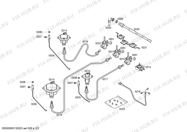 Взрыв-схема плиты (духовки) Bosch NMU4021LT - Схема узла 02