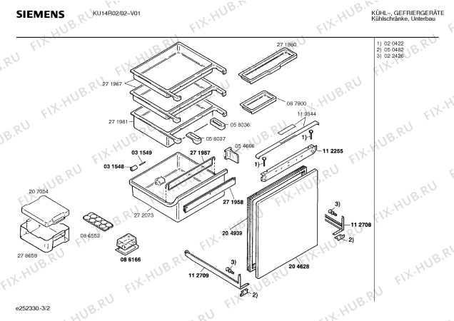 Схема №2 KU13L02 с изображением Контейнер для холодильной камеры Bosch 00271967
