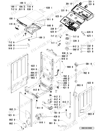 Схема №1 WAT 5240 с изображением Обшивка для стиральной машины Whirlpool 481245219803