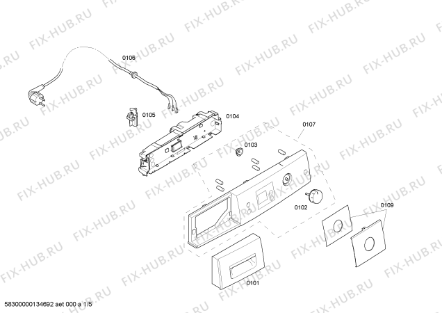 Схема №1 WTS84502FG с изображением Панель управления для электросушки Bosch 00667059