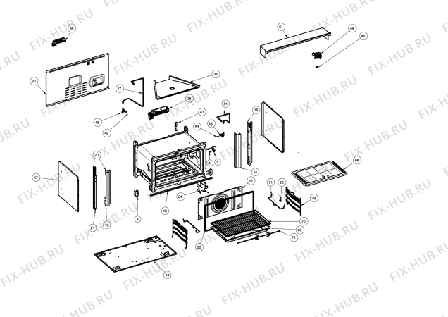 Взрыв-схема комплектующей Zanussi ZOG9991X - Схема узла Housing 001