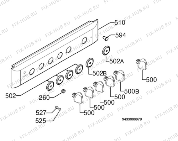 Взрыв-схема плиты (духовки) Rex Electrolux RKG661101X - Схема узла Command panel 037