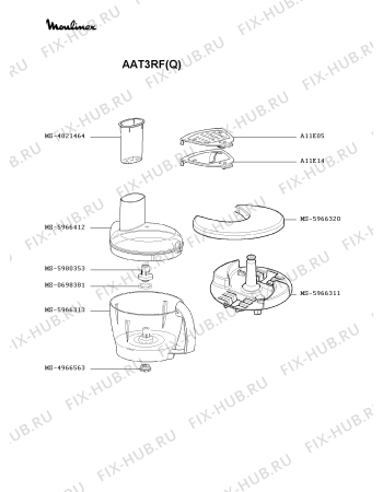 Взрыв-схема кухонного комбайна Moulinex AAT3RF(Q) - Схема узла HP000455.3P3