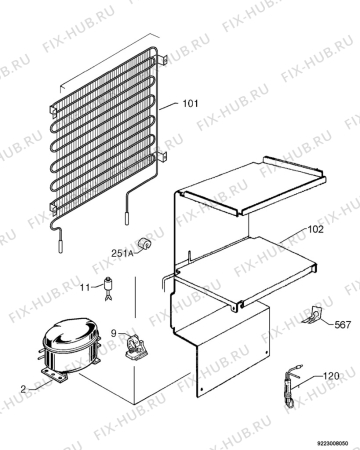 Взрыв-схема холодильника Zanussi ZFT312W - Схема узла Cooling system 017