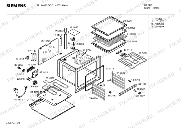 Взрыв-схема плиты (духовки) Siemens HL24426SC - Схема узла 03