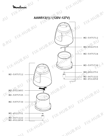Схема №2 AAW513(1) с изображением Объединение для электромиксера Moulinex MS-0671222