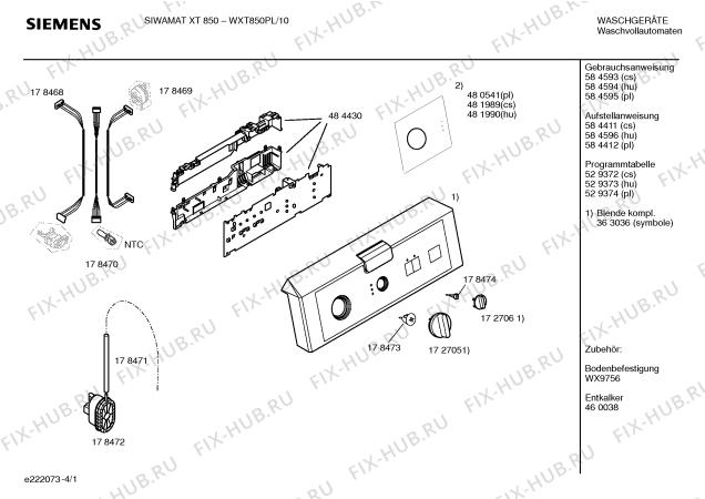 Схема №2 WXT850PL Siemens SIWAMAT XT 850 с изображением Инструкция по эксплуатации для стиралки Siemens 00584593