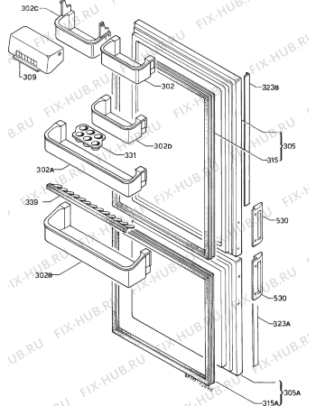 Взрыв-схема холодильника Zoppas PC23/10BT - Схема узла Door 003