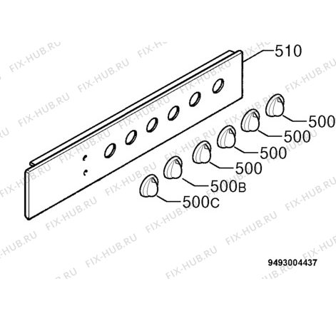 Взрыв-схема плиты (духовки) Electrolux EON498K - Схема узла Command panel 037