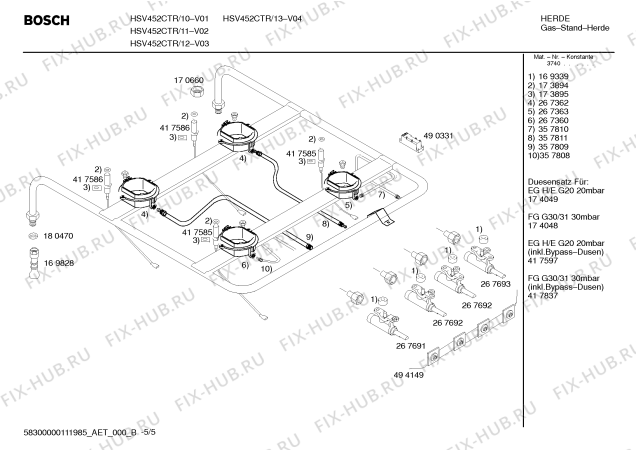 Схема №2 HSV442ANL, Bosch с изображением Панель управления для плиты (духовки) Bosch 00446608
