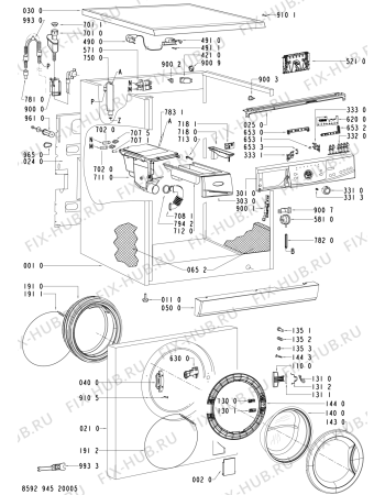 Схема №1 Florida 1400 с изображением Обшивка для стиралки Whirlpool 480111100497