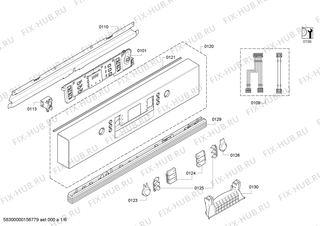 Схема №2 SMI65M56EU с изображением Набор кнопок для посудомоечной машины Bosch 00621621