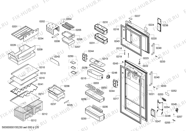 Схема №1 KDN49P74NE с изображением Дверь для холодильника Bosch 00710478