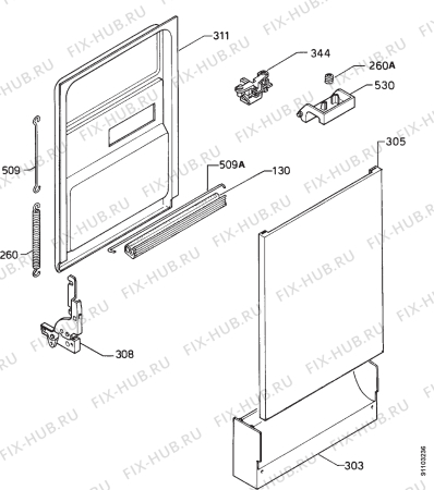 Взрыв-схема посудомоечной машины Aeg FAV3530W - Схема узла Door 003