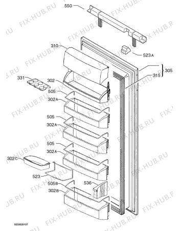 Взрыв-схема холодильника Aeg Electrolux SK91240-6I - Схема узла Door 003