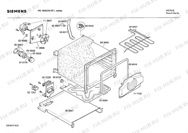 Взрыв-схема плиты (духовки) Siemens HS350228 - Схема узла 03