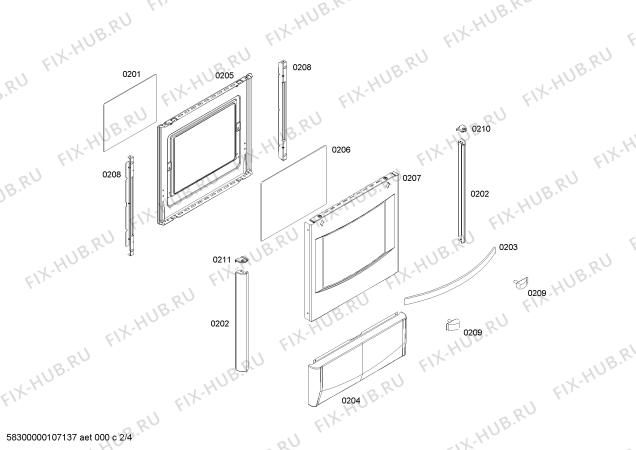 Схема №1 E00467ME2 STRATUS с изображением Верхняя часть корпуса для духового шкафа Bosch 00237796