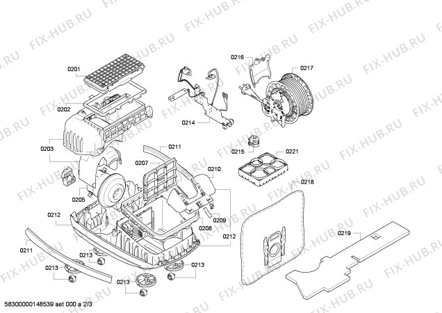 Взрыв-схема пылесоса Bosch BSGL51325 BOSCH Free'e ProAnimal Hair - Схема узла 02