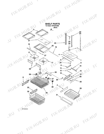 Схема №2 KRFC - 9010  B с изображением Дверка для холодильной камеры Whirlpool 482000021644