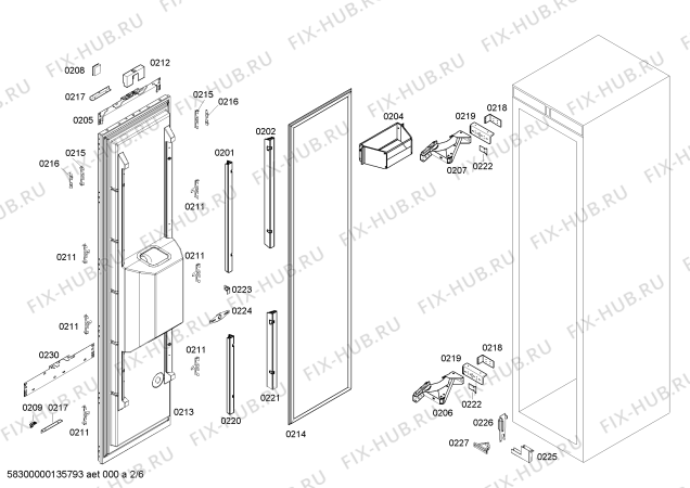 Взрыв-схема холодильника Gaggenau RF413201 - Схема узла 02