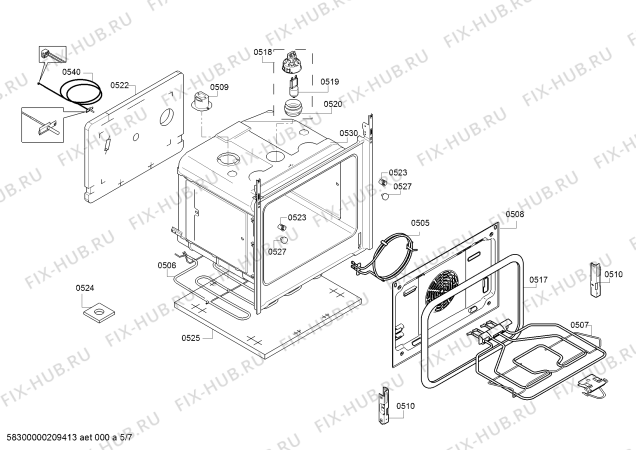 Взрыв-схема плиты (духовки) Bosch HXR39ID50Y - Схема узла 05