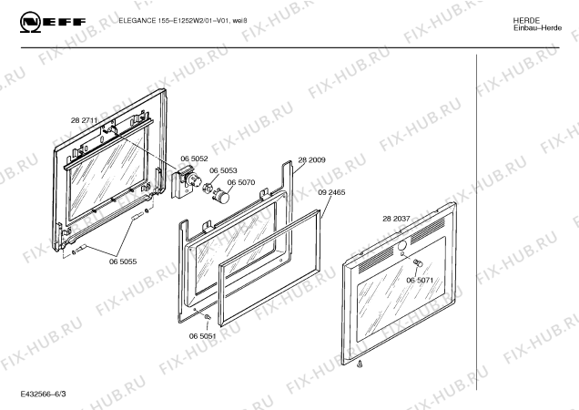 Схема №2 E1252W1 ELEGANCE 155 с изображением Панель для плиты (духовки) Bosch 00282040