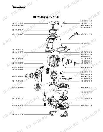 Взрыв-схема кухонного комбайна Moulinex DFC64P(5) - Схема узла GP003248.8P3