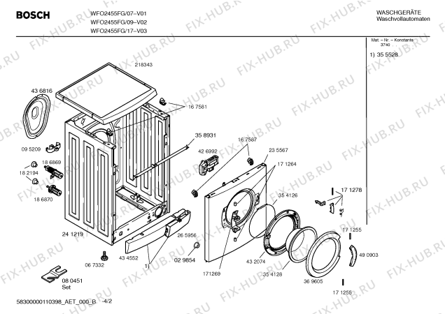 Схема №1 WFO2455FG Maxx WFO2455 с изображением Панель управления для стиральной машины Bosch 00445326