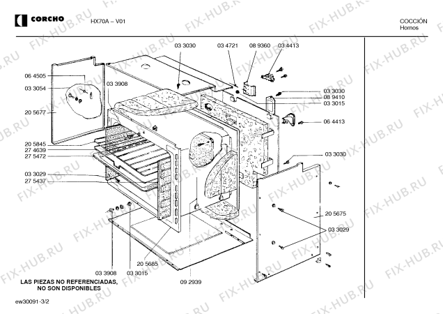 Взрыв-схема плиты (духовки) Corcho HX70A - Схема узла 02