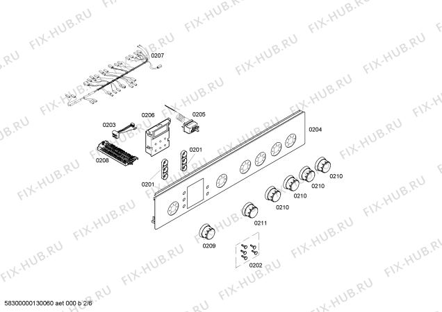 Взрыв-схема плиты (духовки) Bosch HSV745051E - Схема узла 02