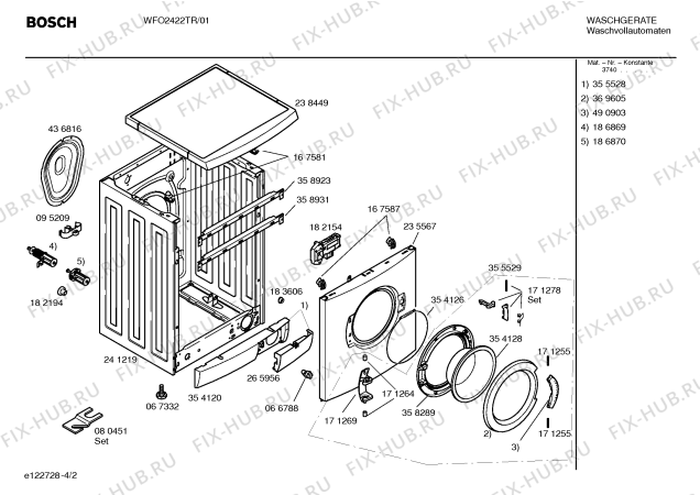 Взрыв-схема стиральной машины Bosch WFO2422TR Maxx WFO2422 - Схема узла 02