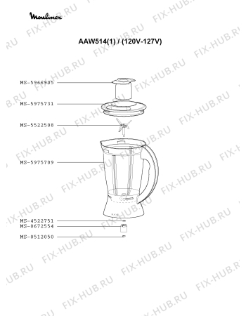 Взрыв-схема блендера (миксера) Moulinex AAW514(1) - Схема узла TP001201.7P2