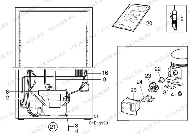 Взрыв-схема холодильника Electrolux KSU312 - Схема узла C10 Cold, users manual